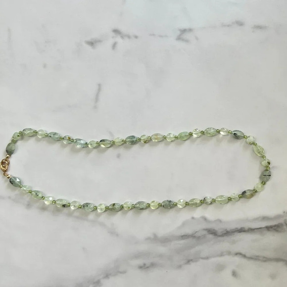 Genuine Prehnite Gemstone Bead Necklace - Picture 4 of 8
